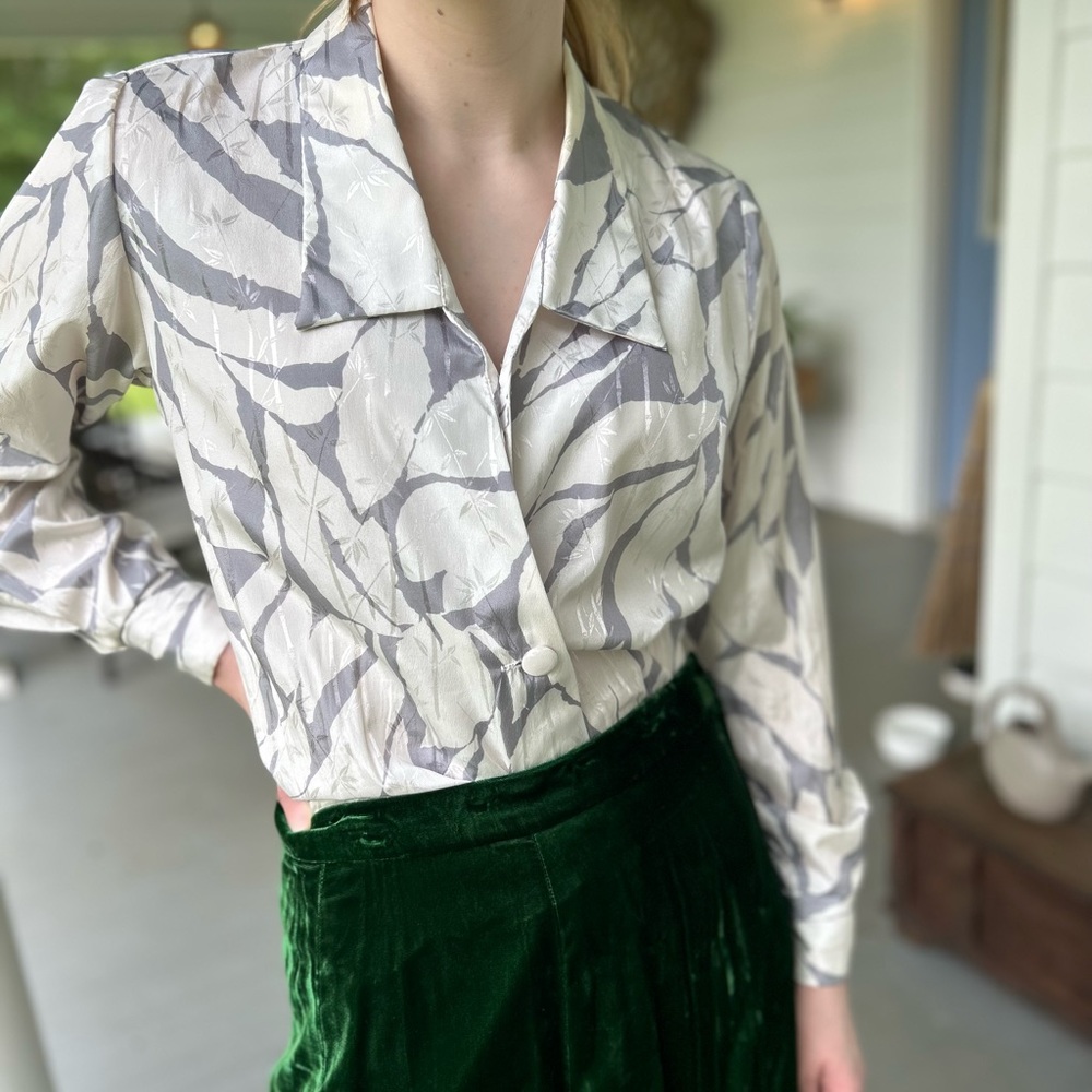 Vintage Gray and White Blouse